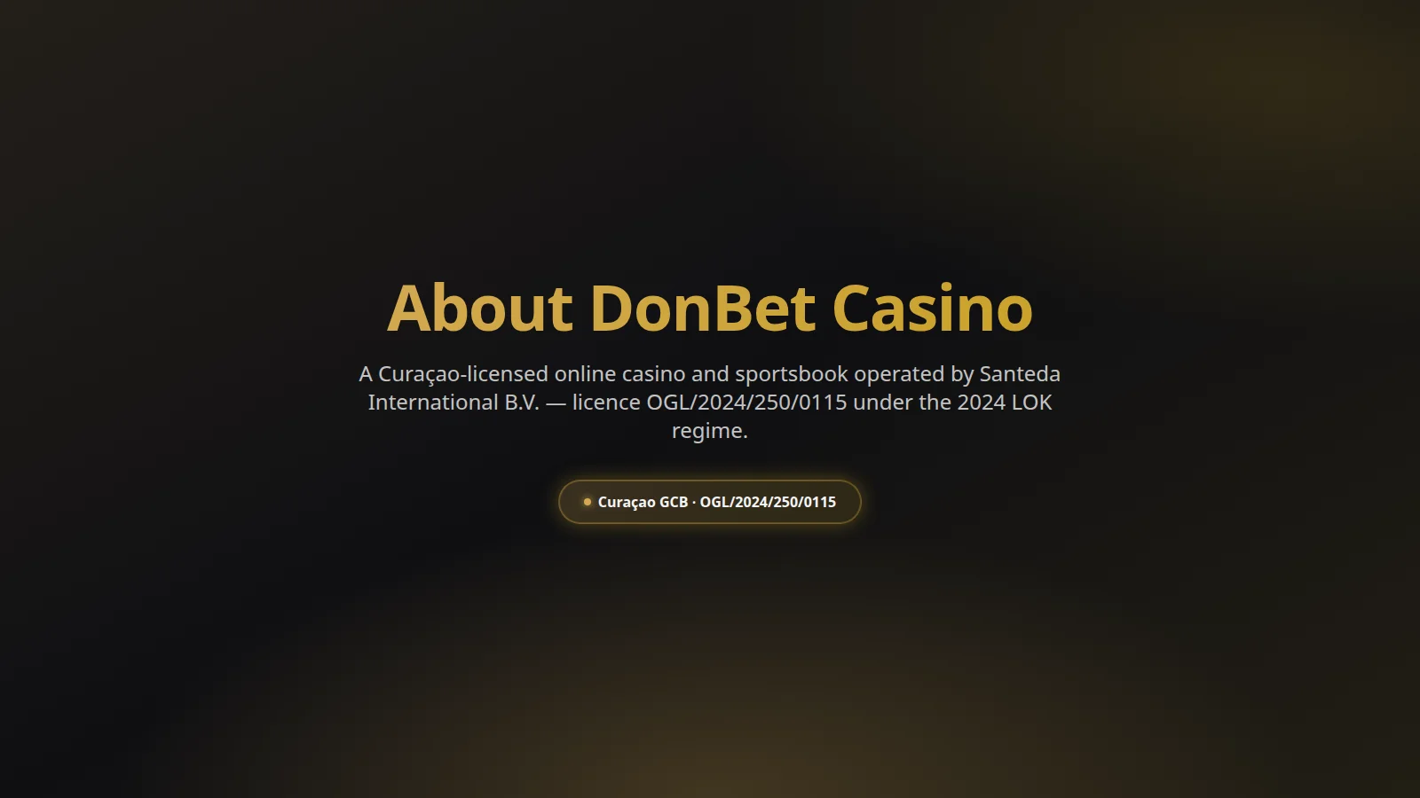 About DonBet Casino — operator and licence