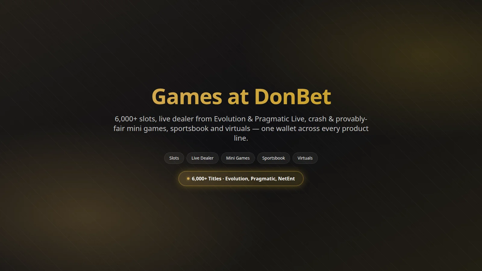DonBet Casino games library — slots, live dealer and jackpots