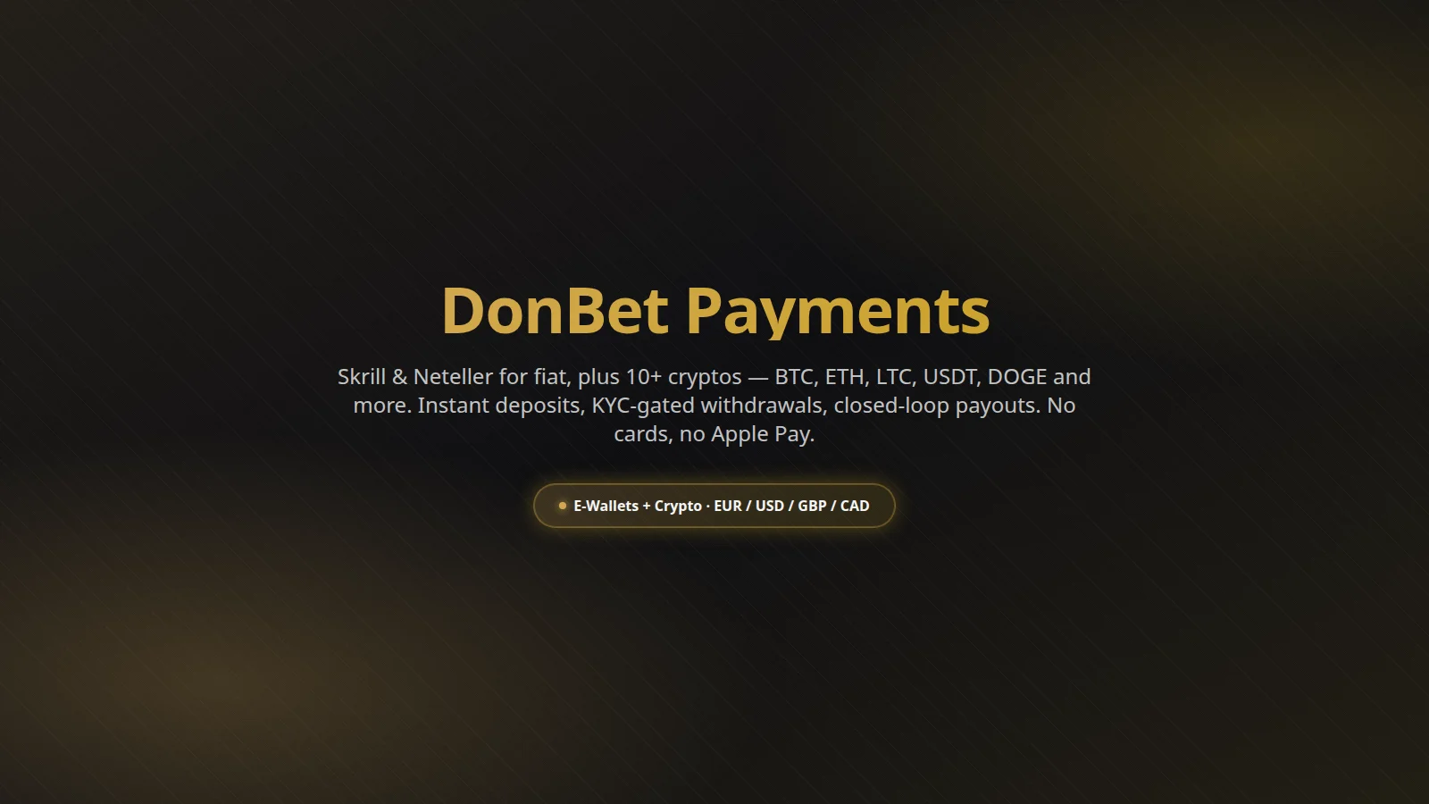 DonBet Casino payments — e-wallets and crypto