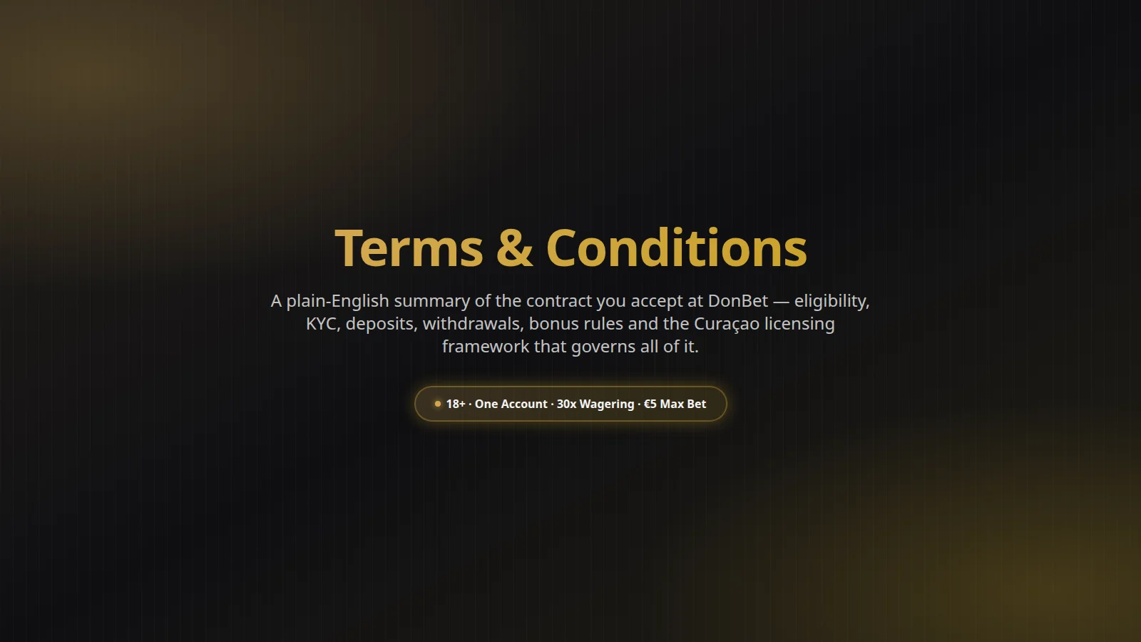 DonBet Casino terms and conditions overview